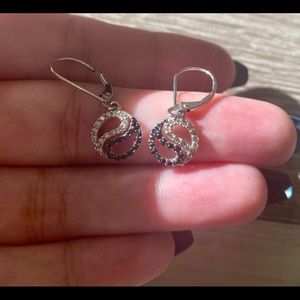 Black and White Diamond Yin Yang Earrings